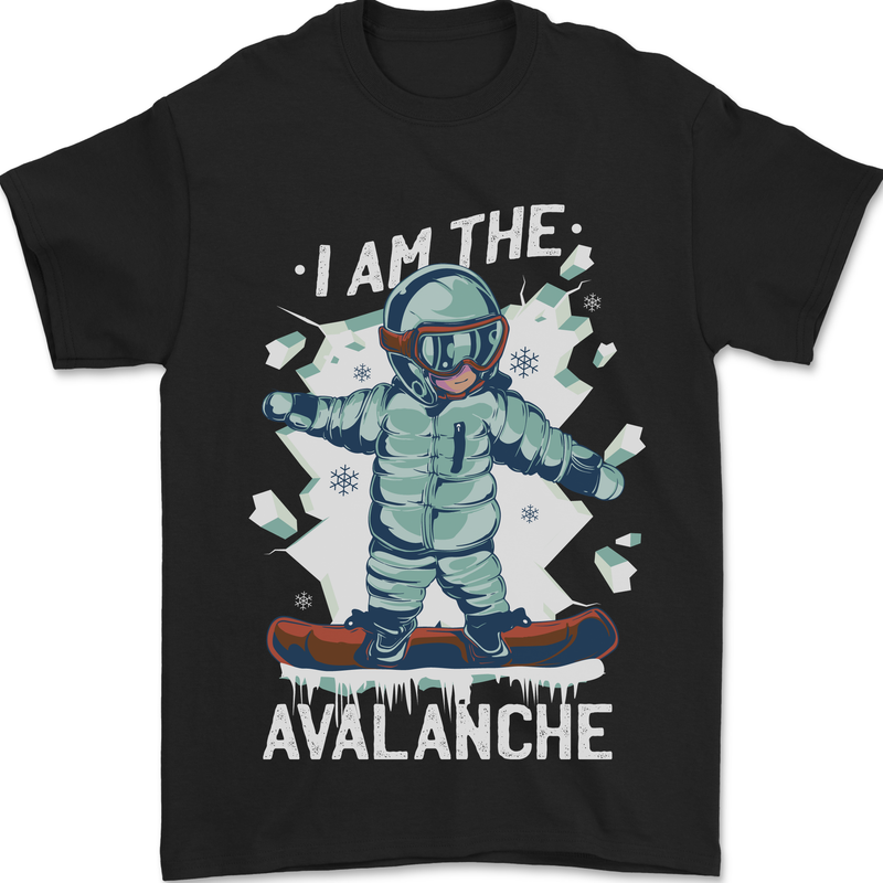 Snowboarding I Am the Avalanche Funny Mens T-Shirt 100% Cotton Black