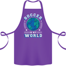 Soccer is My World Football Cotton Apron 100% Organic Purple