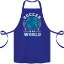 Soccer is My World Football Cotton Apron 100% Organic Royal Blue