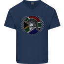 South Africa Bodybuilding Gym Training African Mens V-Neck Cotton T-Shirt Navy Blue
