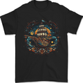 Space Ship Fantasy Boat Sailing Sailor Mens T-Shirt 100% Cotton Black