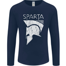 Sparta Helmet Bodybuilding Training Gym Mens Long Sleeve T-Shirt Navy Blue