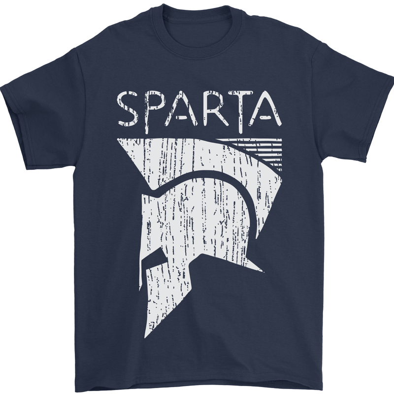 Sparta Helmet Bodybuilding Training Gym Mens T-Shirt 100% Cotton Navy Blue