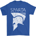 Sparta Helmet Bodybuilding Training Gym Mens T-Shirt 100% Cotton Royal Blue
