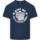 St Patricks Day Kiss Me Im a Little Bit Irish Kids T-Shirt Childrens Navy Blue