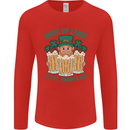St Patricks Day Shut Up Liver Funny Beer Alcohol Mens Long Sleeve T-Shirt Red