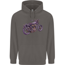 Steampunk Motorbike Motorcycle Biker Mens 80% Cotton Hoodie Charcoal