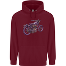 Steampunk Motorbike Motorcycle Biker Mens 80% Cotton Hoodie Maroon
