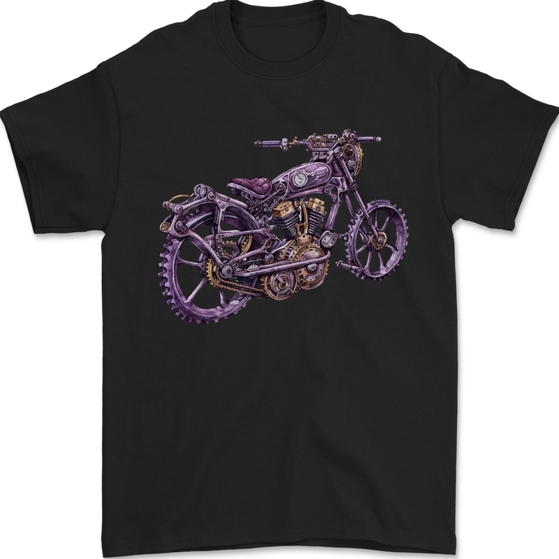 Steampunk Motorbike Motorcycle Biker Mens T-Shirt 100% Cotton Black
