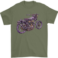 Steampunk Motorbike Motorcycle Biker Mens T-Shirt 100% Cotton Military Green