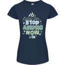 Stop Asking Now New Baby Pregnancy Pregnant Womens Petite Cut T-Shirt Navy Blue