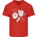 Storage Father Flash Drive CD ROM Floppy Mens V-Neck Cotton T-Shirt Red