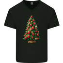 Strawberry Christmas Tree Xmas Mens V-Neck Cotton T-Shirt Black