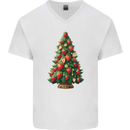 Strawberry Christmas Tree Xmas Mens V-Neck Cotton T-Shirt White
