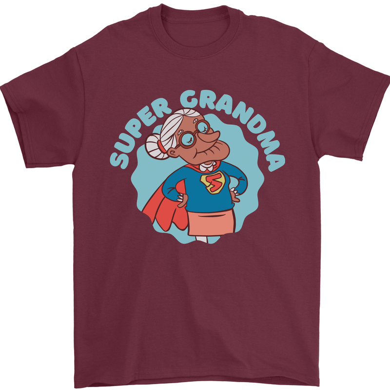 Super Grandma Funny Grandparents Day Mens T-Shirt 100% Cotton Maroon
