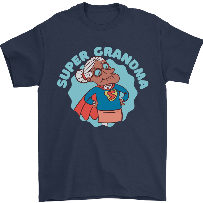 Super Grandma Funny Grandparents Day Mens T-Shirt 100% Cotton Navy Blue