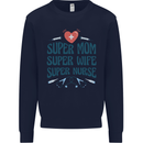 Super Mom Wife Nurse Mothers Day Gift Mens Sweatshirt Jumper Navy Blue