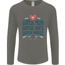 Super Mum Wife Nurse Mothers Day Gift Mens Long Sleeve T-Shirt Charcoal