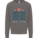 Super Mum Wife Nurse Mothers Day Gift Mens Sweatshirt Jumper Charcoal