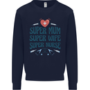 Super Mum Wife Nurse Mothers Day Gift Mens Sweatshirt Jumper Navy Blue