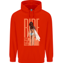 Surfing Ride the Wild Tild Surfer Mens 80% Cotton Hoodie Bright Red