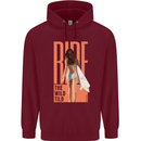 Surfing Ride the Wild Tild Surfer Mens 80% Cotton Hoodie Maroon