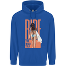 Surfing Ride the Wild Tild Surfer Mens 80% Cotton Hoodie Royal Blue