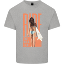 Surfing Ride the Wild Tild Surfer Mens Cotton T-Shirt Tee Top Sports Grey