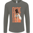 Surfing Ride the Wild Tild Surfer Mens Long Sleeve T-Shirt Charcoal