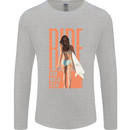 Surfing Ride the Wild Tild Surfer Mens Long Sleeve T-Shirt Sports Grey