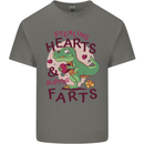 T-Rex Stealing Hearts & Blasting Farts Dinosaur Mens Cotton T-Shirt Tee Top Charcoal