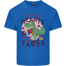 T-Rex Stealing Hearts & Blasting Farts Dinosaur Mens Cotton T-Shirt Tee Top Royal Blue