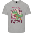 T-Rex Stealing Hearts & Blasting Farts Dinosaur Mens Cotton T-Shirt Tee Top Sports Grey