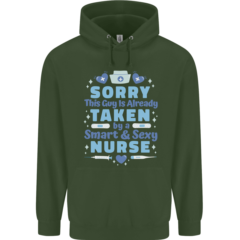 Taken By a Smart Nurse Funny Valentines Day Childrens Kids Hoodie Forest Green