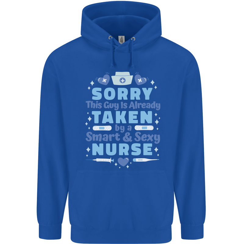 Taken By a Smart Nurse Funny Valentines Day Childrens Kids Hoodie Royal Blue