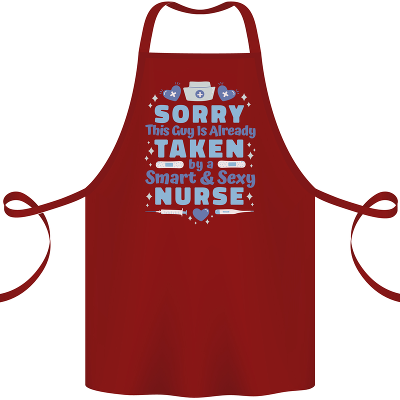Taken By a Smart Nurse Funny Valentines Day Cotton Apron 100% Organic Maroon