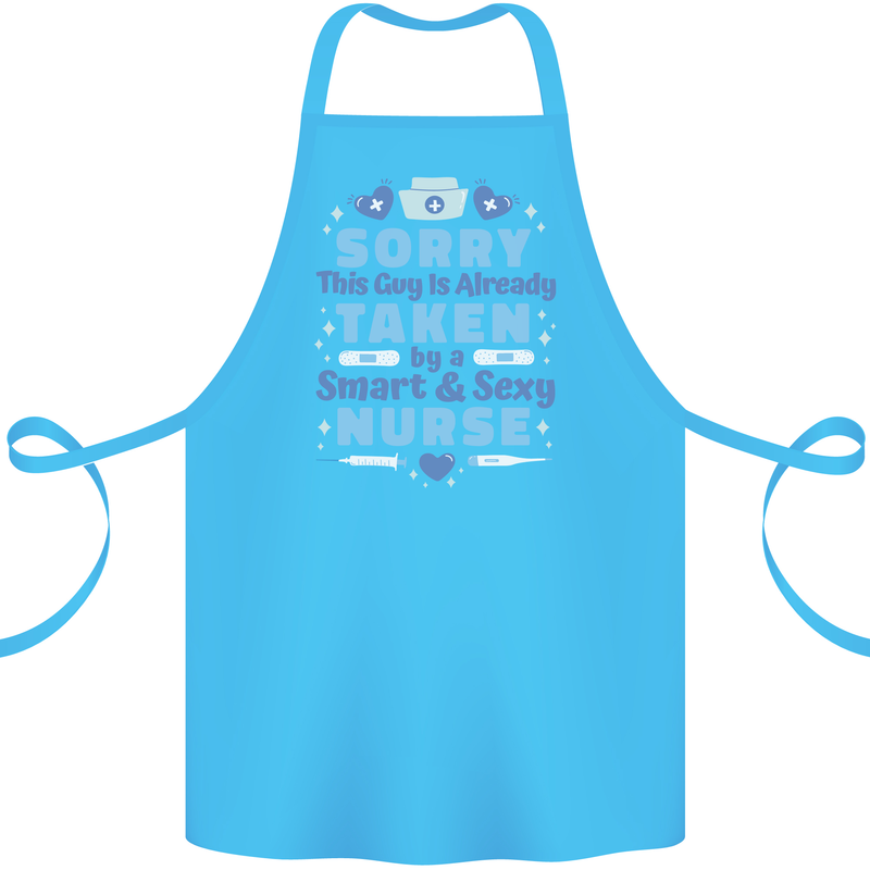 Taken By a Smart Nurse Funny Valentines Day Cotton Apron 100% Organic Turquoise