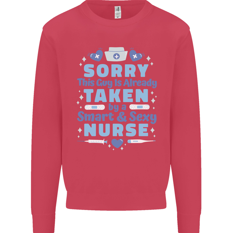 Taken By a Smart Nurse Funny Valentines Day Kids Sweatshirt Jumper Heliconia