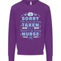 Taken By a Smart Nurse Funny Valentines Day Kids Sweatshirt Jumper Purple