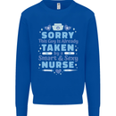 Taken By a Smart Nurse Funny Valentines Day Kids Sweatshirt Jumper Royal Blue