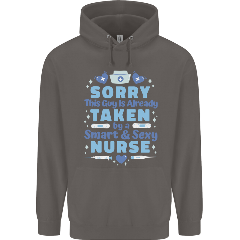 Taken By a Smart Nurse Funny Valentines Day Mens 80% Cotton Hoodie Charcoal
