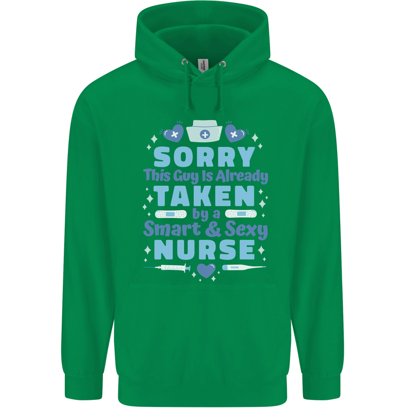 Taken By a Smart Nurse Funny Valentines Day Mens 80% Cotton Hoodie Irish Green