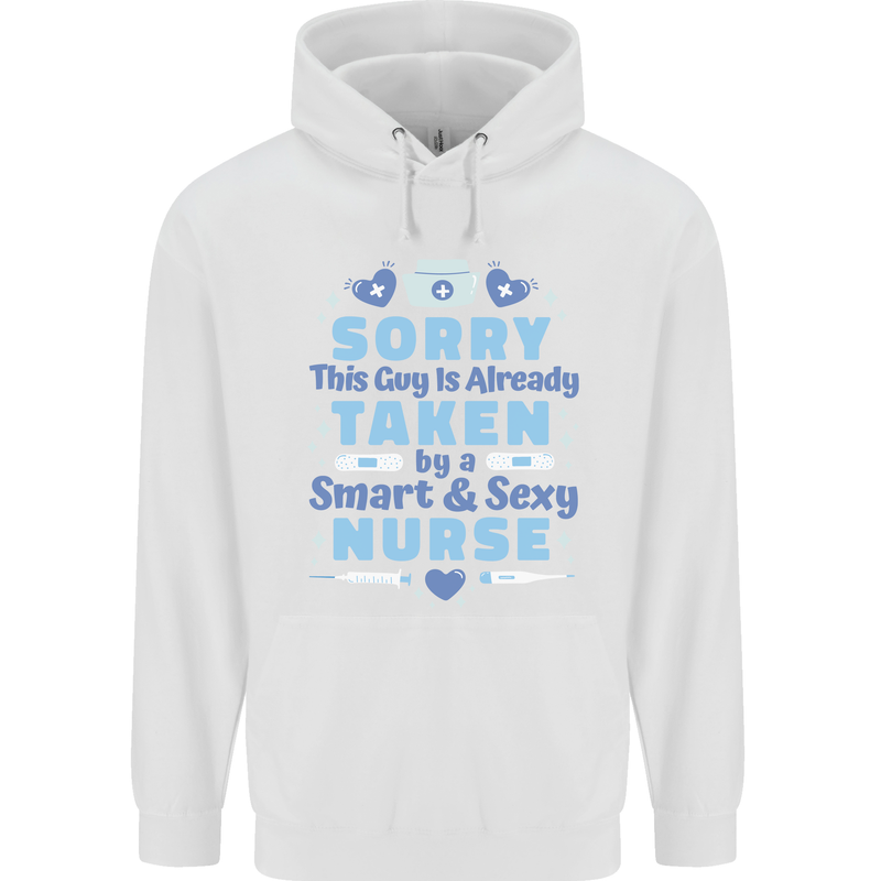 Taken By a Smart Nurse Funny Valentines Day Mens 80% Cotton Hoodie White