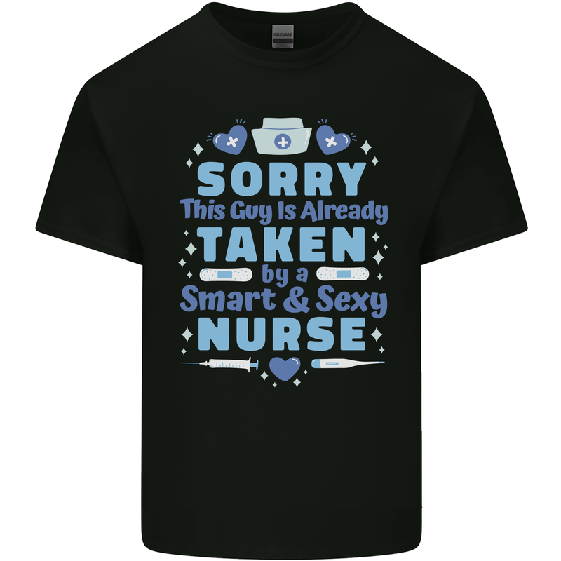 Taken By a Smart Nurse Funny Valentines Day Mens Cotton T-Shirt Tee Top Black