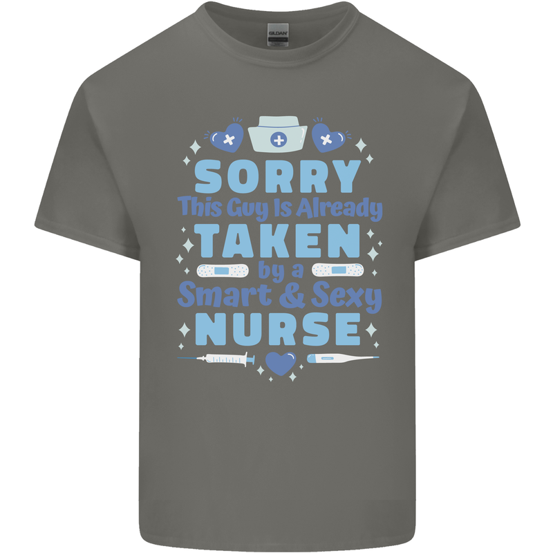 Taken By a Smart Nurse Funny Valentines Day Mens Cotton T-Shirt Tee Top Charcoal