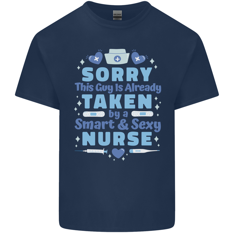 Taken By a Smart Nurse Funny Valentines Day Mens Cotton T-Shirt Tee Top Navy Blue
