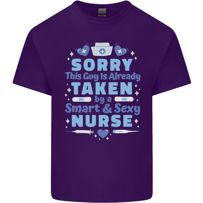 Taken By a Smart Nurse Funny Valentines Day Mens Cotton T-Shirt Tee Top Purple
