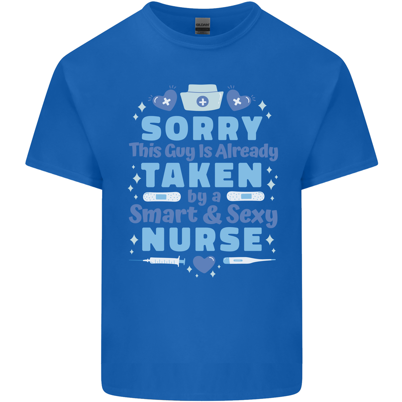 Taken By a Smart Nurse Funny Valentines Day Mens Cotton T-Shirt Tee Top Royal Blue
