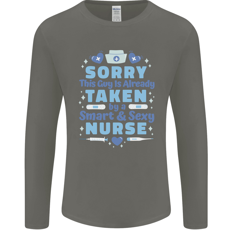Taken By a Smart Nurse Funny Valentines Day Mens Long Sleeve T-Shirt Charcoal