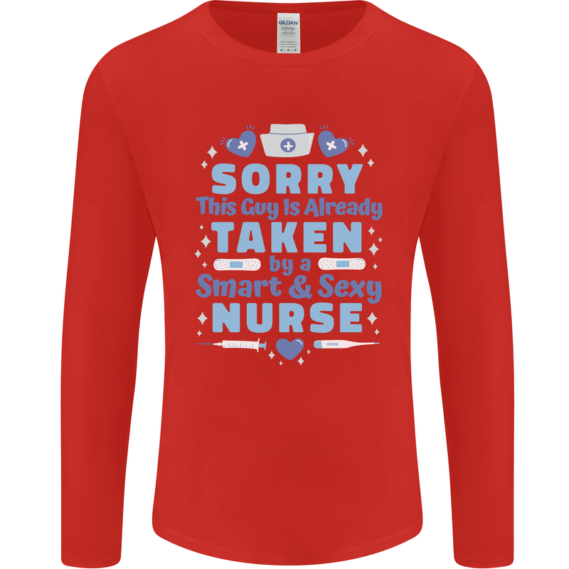 Taken By a Smart Nurse Funny Valentines Day Mens Long Sleeve T-Shirt Red